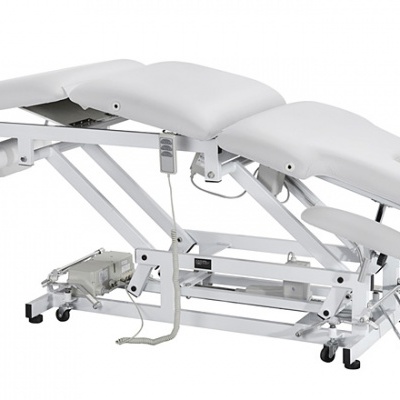 Cama de massagem elétrica branca com janela facial e controle por fio