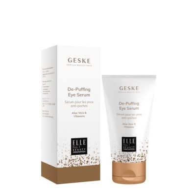 Sérum de olhos anti-inchaço GESKE em tubo branco e caixa