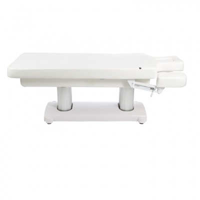 Cama de massagem elétrica branca com apoio de cabeça ajustável