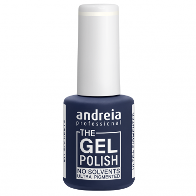 Frasco de verniz gel azul escuro da andreia professional com tampa branca