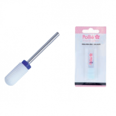 Ponteira para lixa de unhas em cerâmica branca com embalagem transparente