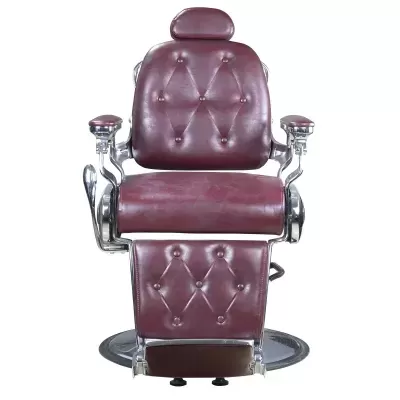 Cadeira de barbeiro vermelha com estrutura cromada