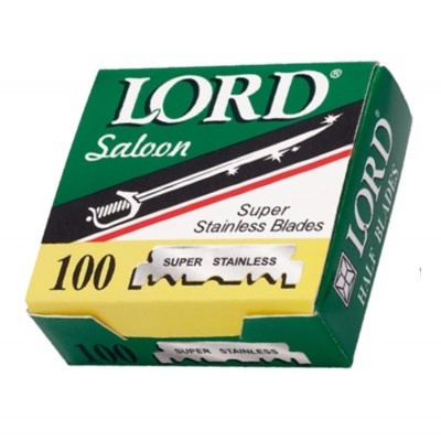 Caixa verde e amarela de lâminas de barbear LORD Saloon