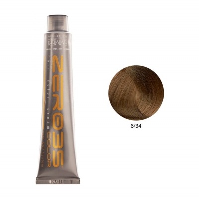 Tubo de tinta de cabelo Neross e amostra de cor castanho claro 6/34