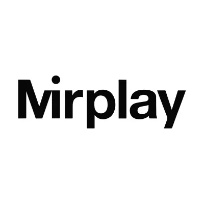 Logotipo da palavra Mirplay em letras pretas sobre fundo branco.