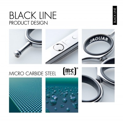 Detalhes de peças metálicas da linha BLACK LINE em aço micro carboneto com acabamento prateado e gravação JAGUAR