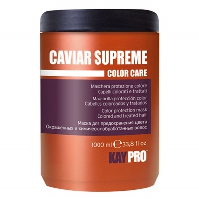 Frasco laranja de máscara capilar KAY PRO Caviar Supreme Color Care 1000 ml