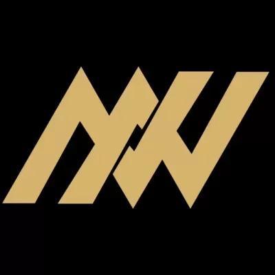 Logótipo letras MW dourado em fundo preto