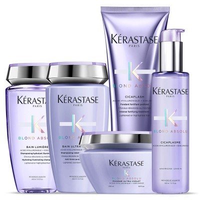 Produtos Kérastase Blond Absolu lilás e prateados