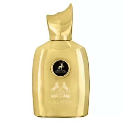 Frasco dourado de perfume ALHAMBRA GALATTA