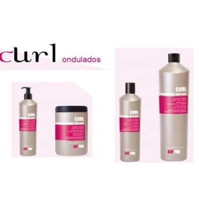 Produtos para cabelo da linha Curl Ondulados em frascos metálicos com rótulos rosa