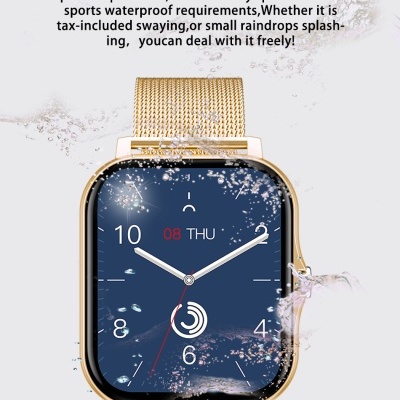 Relógio inteligente dourado com ecrã digital e resistência à água IP67