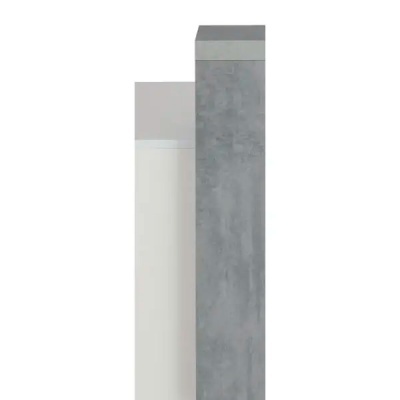 Dois postes de iluminação modernos, um cinzento e outro branco, com formato retangular.