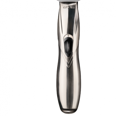 Máquina de cortar cabelo metálica com botão preto