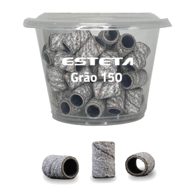 Caixa transparente com lixas cilíndricas cinzentas Grão 150 ESTETA