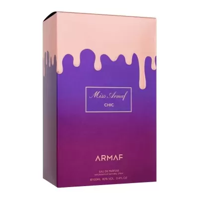 Embalagem de perfume púrpura e rosa Miss Armaf Chic