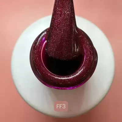 Frasco de verniz de unhas vinho escuro com brilho e glitter