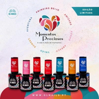 Edição limitada de vernizes GL Nails Momentos Preciosos com tampas coloridas