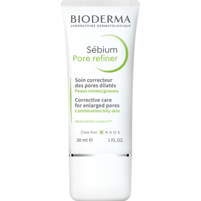 Creme Bioderma Sébium Pore Refiner em tubo branco para poros dilatados