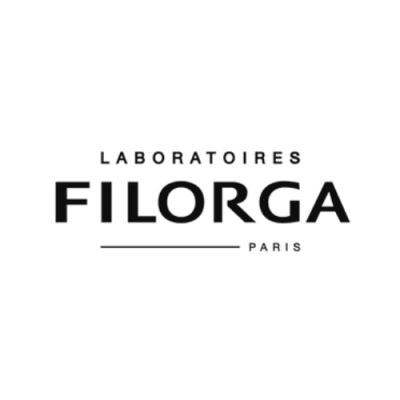 Logótipo LABORATOIRES FILORGA PARIS em preto sobre fundo branco