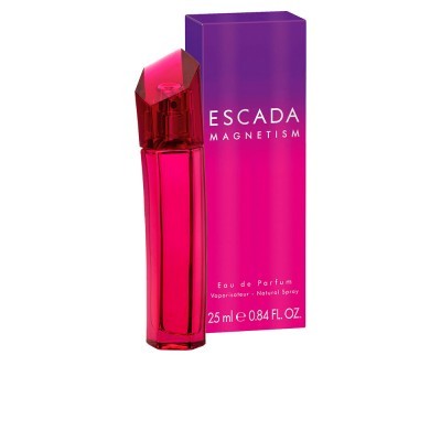 Perfume Escada Magnetism com caixa roxa e rosa