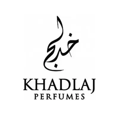 Logótipo KHADLAJ PERFUMES com caracteres árabes em preto