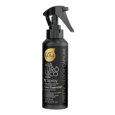 Frasco preto spray capilar Gota Dourada Ácido Hialurónico 120ml