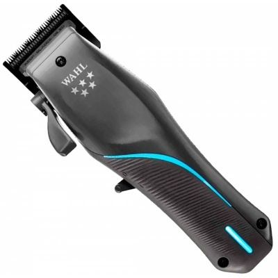 Máquina de cortar cabelo WAHL cinzenta com detalhes azuis