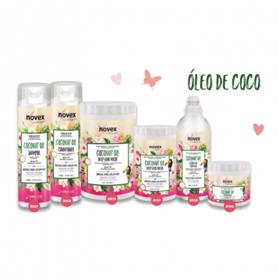 Produtos Novex de óleo de coco para cuidados capilares