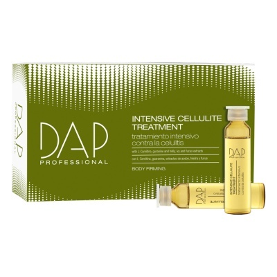 Produto DAP Professional tratamento intensivo de celulite com ampolas e caixa verde-oliva