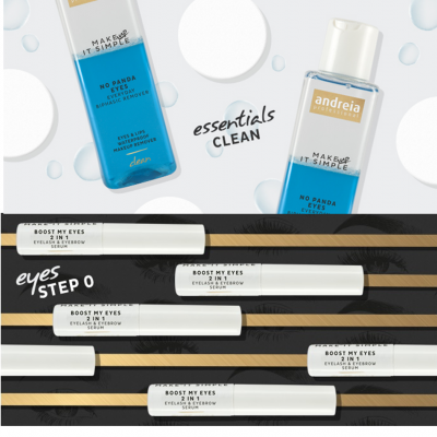 Produtos cosméticos para maquilhagem e cuidado dos olhos com textures azul transparente e branco