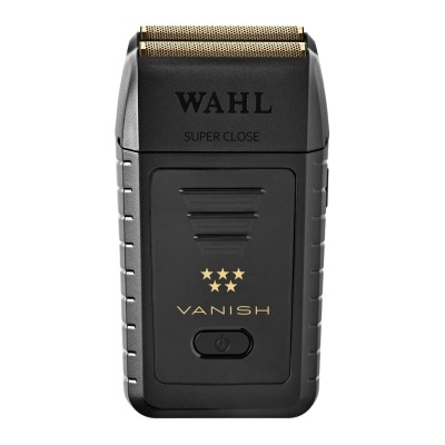 Barbeador elétrico preto WAHL Super Close Vanish com detalhes dourados