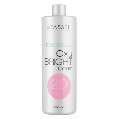 Frasco branco de creme Oxy Bright 20 vol da TASSEL