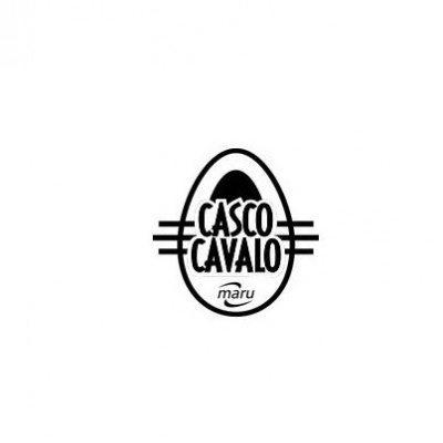 Logótipo preto e branco 'CASCO CAVALO mary' oval