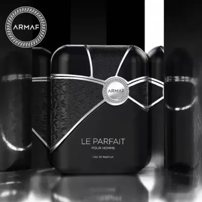 Frasco de perfume Armaf Le Parfait Pour Homme preto e prateado