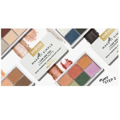 Paletas de sombras para olhos variadas da marca andreia com cores distintas