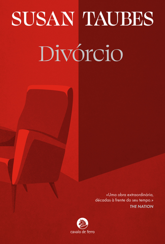 Divórcio Capa de livro vermelha com cadeira e texto