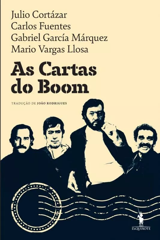 As Cartas do Boom Capa do livro 'As Cartas do Boom' com nomes dos autores e quatro homens desenhados