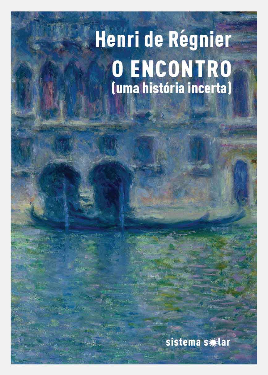 O ENCONTRO - Uma história incerta Capa de livro 'O ENCONTRO' com pintura de canal e gôndola