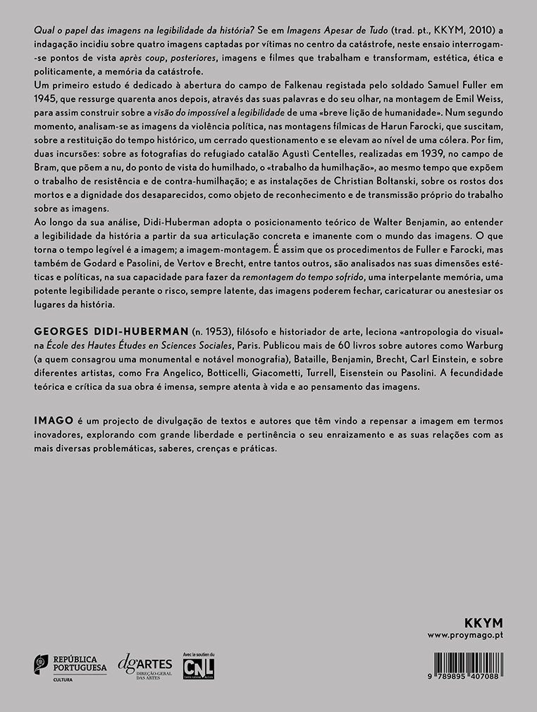 Página com texto explicativo sobre imagens na história, incluindo referências e logótipos institucionais