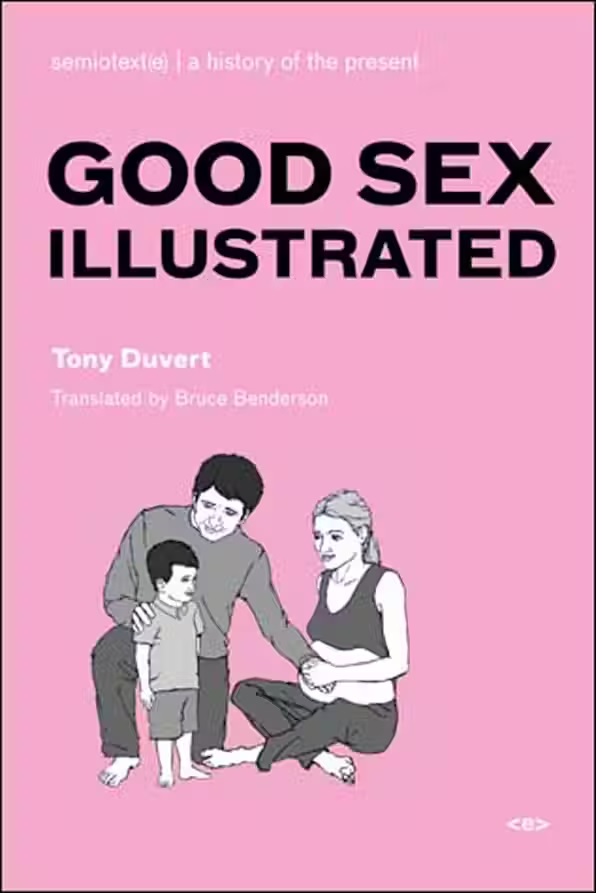 Good Sex Illustrated Capa de livro rosa com título e ilustração de família em tons de cinza