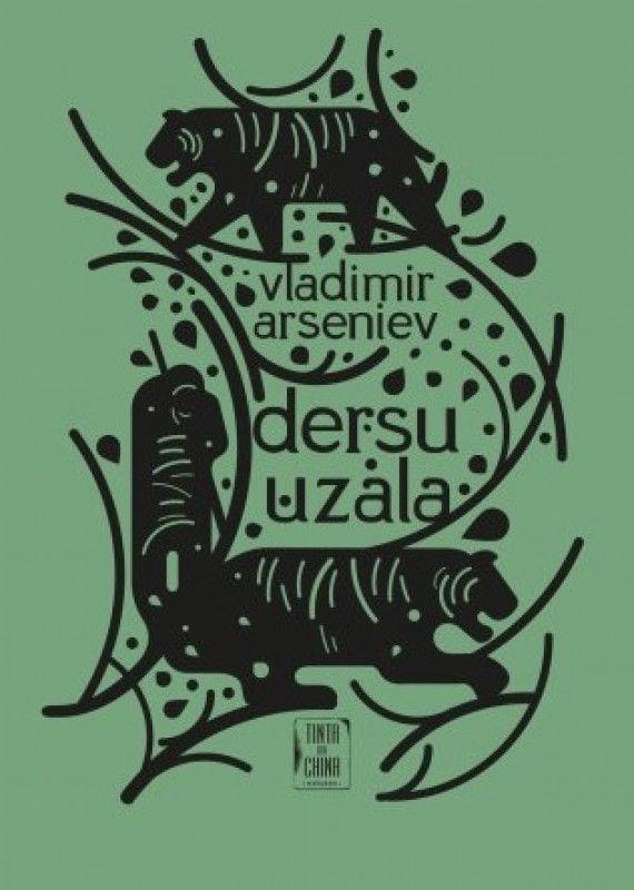 Dersu Uzala Capa de livro verde com design preto e texto de autor e título.