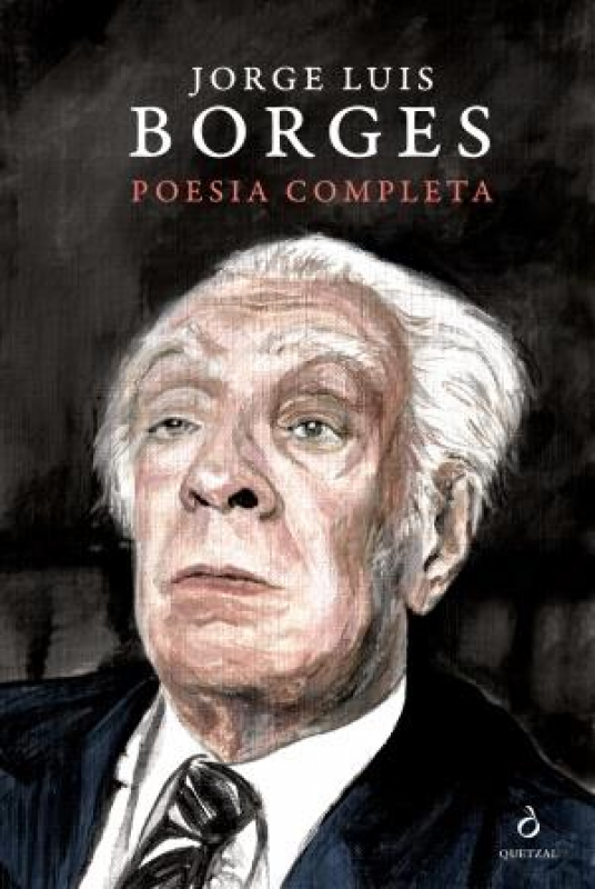 Poesia Completa Capa de livro Jorge Luis Borges Poesia Completa com retrato ilustrado de homem idoso