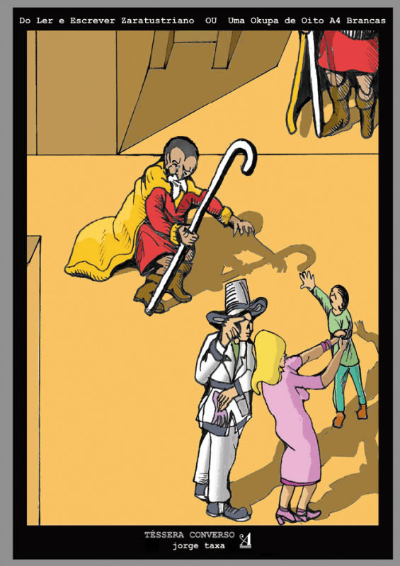 Do Ler e Escrever Zaratustriano ou uma Okupa de Oito A4 Brancas (3ª edição) Capa de livro com ilustração e texto em preto e branco