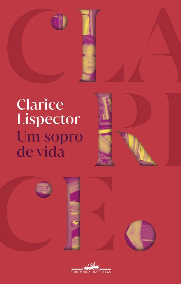 Um Sopro de Vida Capa de livro vermelha com título 'Um sopro de vida' e autor 'Clarice Lispector'