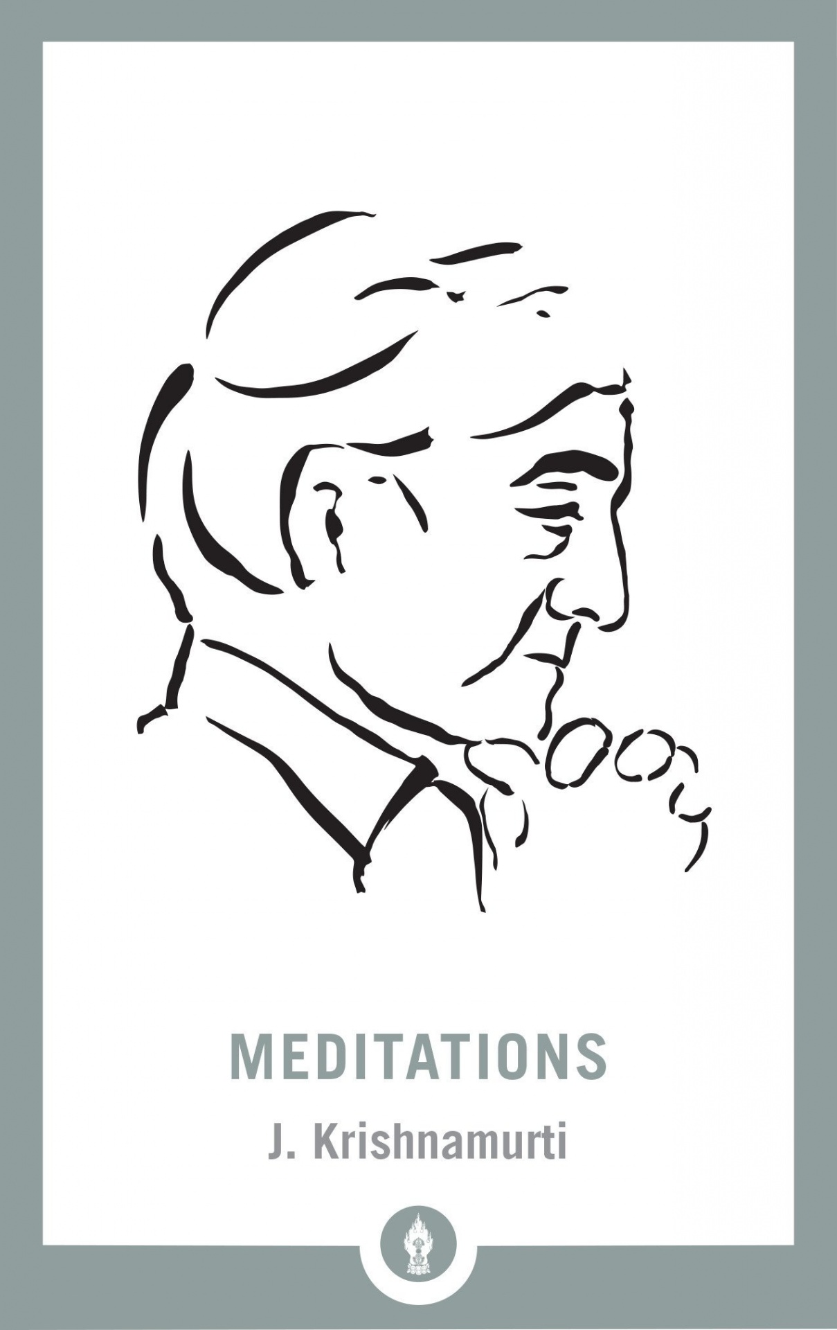 Meditations Capa de livro com retrato estilizado e o título MEDITATIONS de J. Krishnamurti