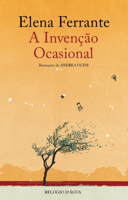 A Invenção Ocasional Capa do livro 'A Invenção Ocasional' de Elena Ferrante com ilustração de árvore ao vento