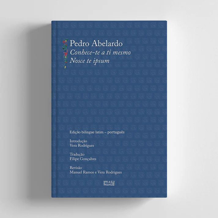 Conhece-te a ti mesmo / Nasce te ipsum Livro azul texto branco e azul sobre superfície branca