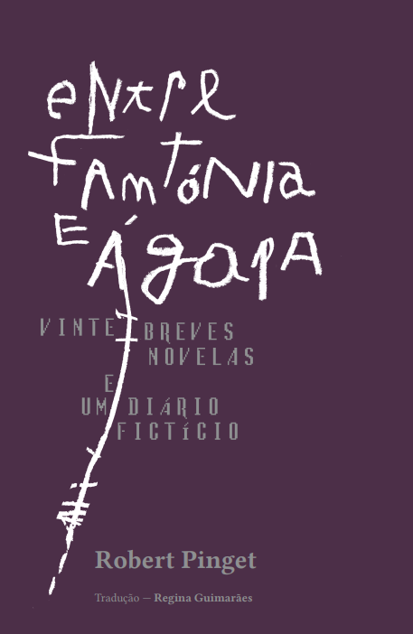 Entre Fantónia e Ágapa Capa de livro roxa escura com título manuscrito e texto impresso