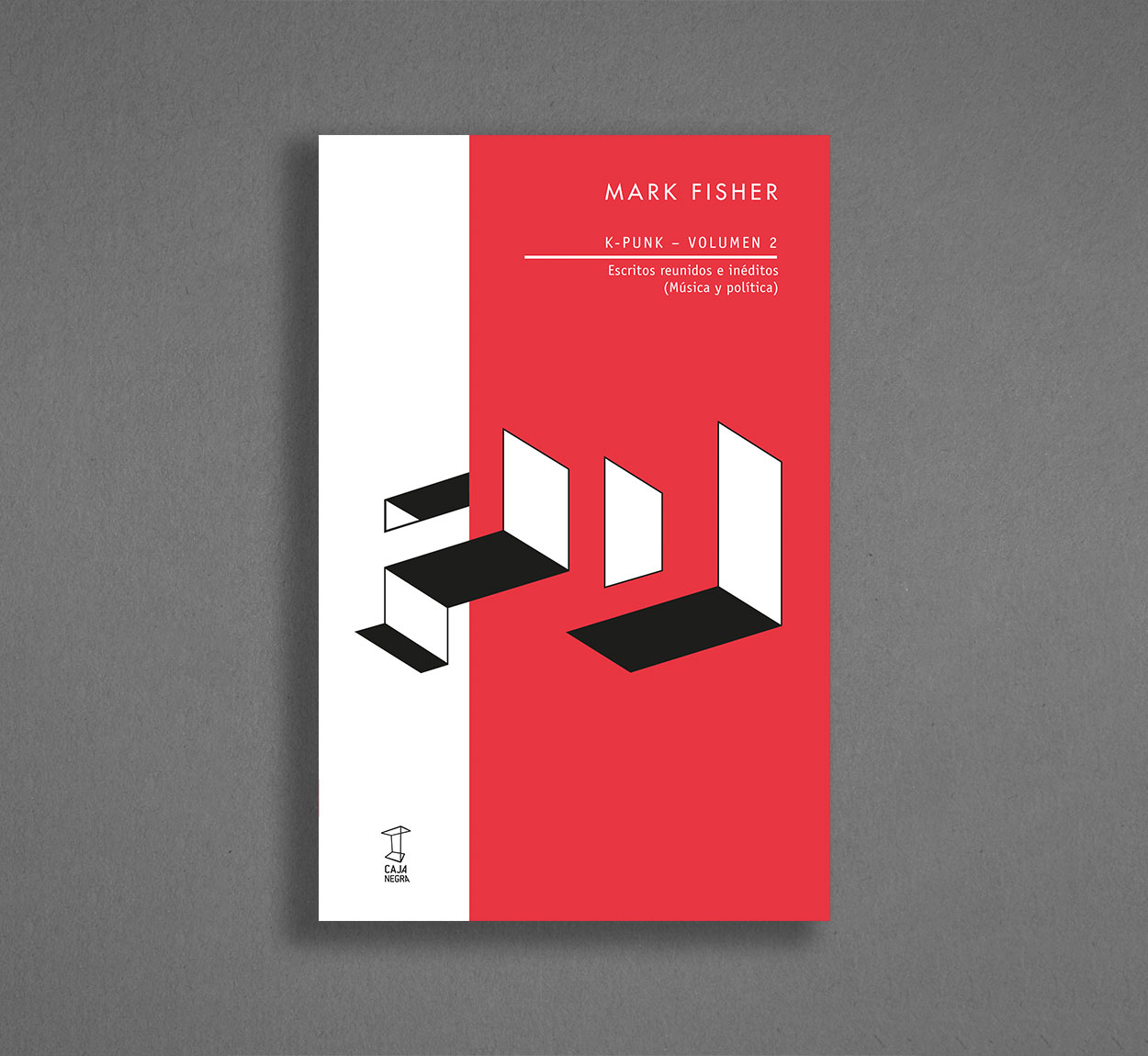 K-Punk - Volumen 2 Capa de livro vermelho e branco com texto e ilustrações geométricas